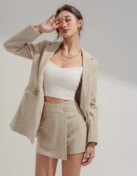 Plain Cotton One-Piece Drawstring Skorts