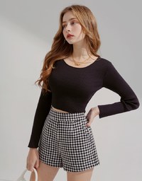 Houndstooth High Waisted Slimming Shorts