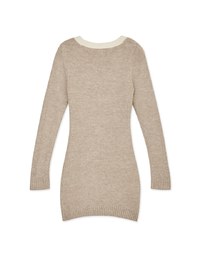 V-Neck Buttoned Knit Min Dress