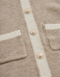 V-Neck Buttoned Knit Min Dress