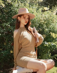 Cut Shoulders Long Sleeve Mini Dress