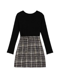 Chic Weave Pattern Patchwork Button Knit Mini Dress