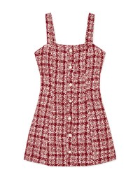 Chic Weave Pattern Beaded Button Vest Mini Dress