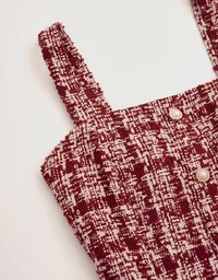 Chic Weave Pattern Beaded Button Vest Mini Dress