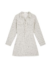 Petite Check Pattern Button-Down Shirt Mini Dress