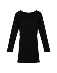 U-Neckline Button-Down Knit Mini Dress