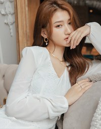 V-Neck Lace Mini Dress
