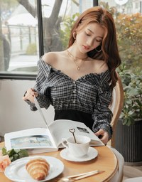 Plaid Strapless Button-Down Suede Mini Dress