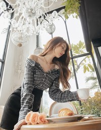 Plaid Strapless Button-Down Suede Mini Dress