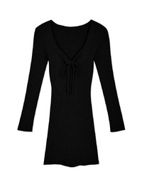 2Way Knit Square Collar Mini Dress