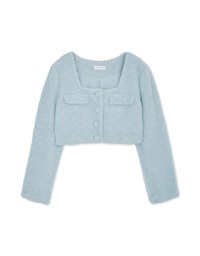 [I'M Meme] Square Collar With Button Crop Blazer Jacket