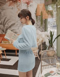 [I'M Meme] Square Collar With Button Crop Blazer Jacket