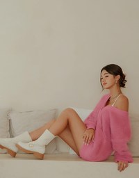 Fluffy Faux Fur Oversized Knit Jacket Cardigan
