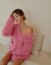 Fluffy Faux Fur Oversized Knit Jacket Cardigan