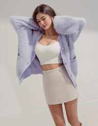 Fluffy Faux Fur Oversized Knit Jacket Cardigan