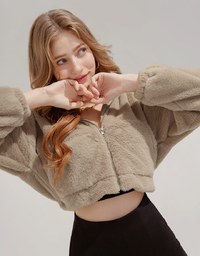 Hooded Fluffy Faux Fur Blazer Jacket
