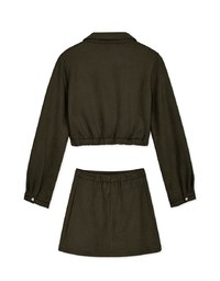 Lapel Suede Buttoned Set Wear