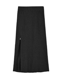 Side Zipper Slit Knit Maxi Skirt