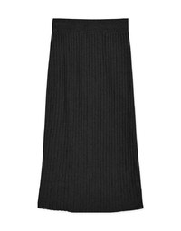 Side Zipper Slit Knit Maxi Skirt