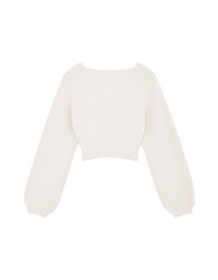 Overlapped V Neck Short Sleeve Knit Crop Top