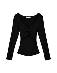 Long Sleeve Heart Collar Knit Top
