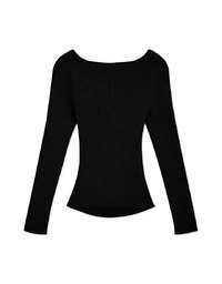 Long Sleeve Heart Collar Knit Top