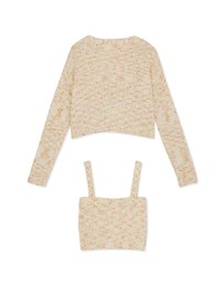 Mixed Color Fur Balls And Button Two-Piece Knit Top