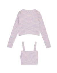 Mixed Color Fur Balls And Button Two-Piece Knit Top