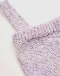 Mixed Color Fur Balls And Button Two-Piece Knit Top