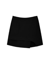 Overlapping Curved Slit Tweed Skirt