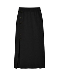 Side Button Style Slit Knit Skirt