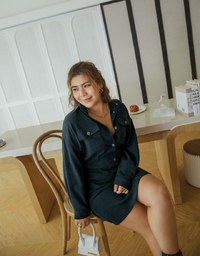 Casual Chic Pleated Shirt Mini Dress