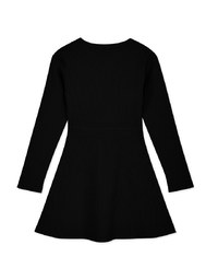 V Neck Buttoned Pocket Knit Mini Dress