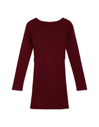 U-Collar Button-Down Knit Mini Dress