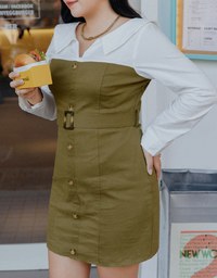 Button-Down Blouse Shirt s Mini Dress (With Belt)
