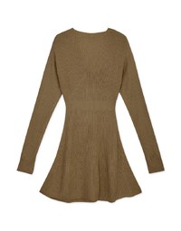 Overlapped V Neck Loose Knit Mini Dress