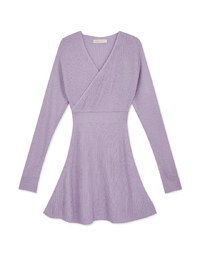 Overlapped V Neck Loose Knit Mini Dress