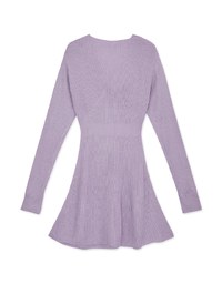 Overlapped V Neck Loose Knit Mini Dress