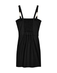 Fashionable Slit Faux Leather Vest Mini Dress