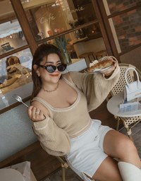 Colour Contrast Edge Two Piece Knit Top