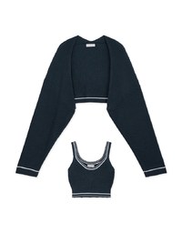 Colour Contrast Edge Two Piece Knit Top