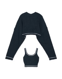 Colour Contrast Edge Two Piece Knit Top