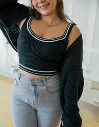 Colour Contrast Edge Two Piece Knit Top