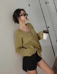 Gold Chased Cashmere Knit Loose Top