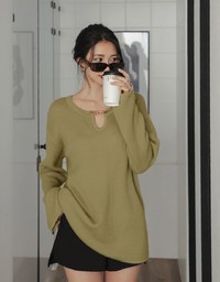 Gold Chased Cashmere Knit Loose Top