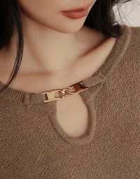 Gold Chased Cashmere Knit Loose Top