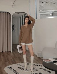 Gold Chased Cashmere Knit Loose Top
