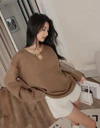 Gold Chased Cashmere Knit Loose Top