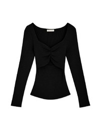 Long Sleeve Heart Collar Knit Top