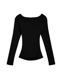 Long Sleeve Heart Collar Knit Top